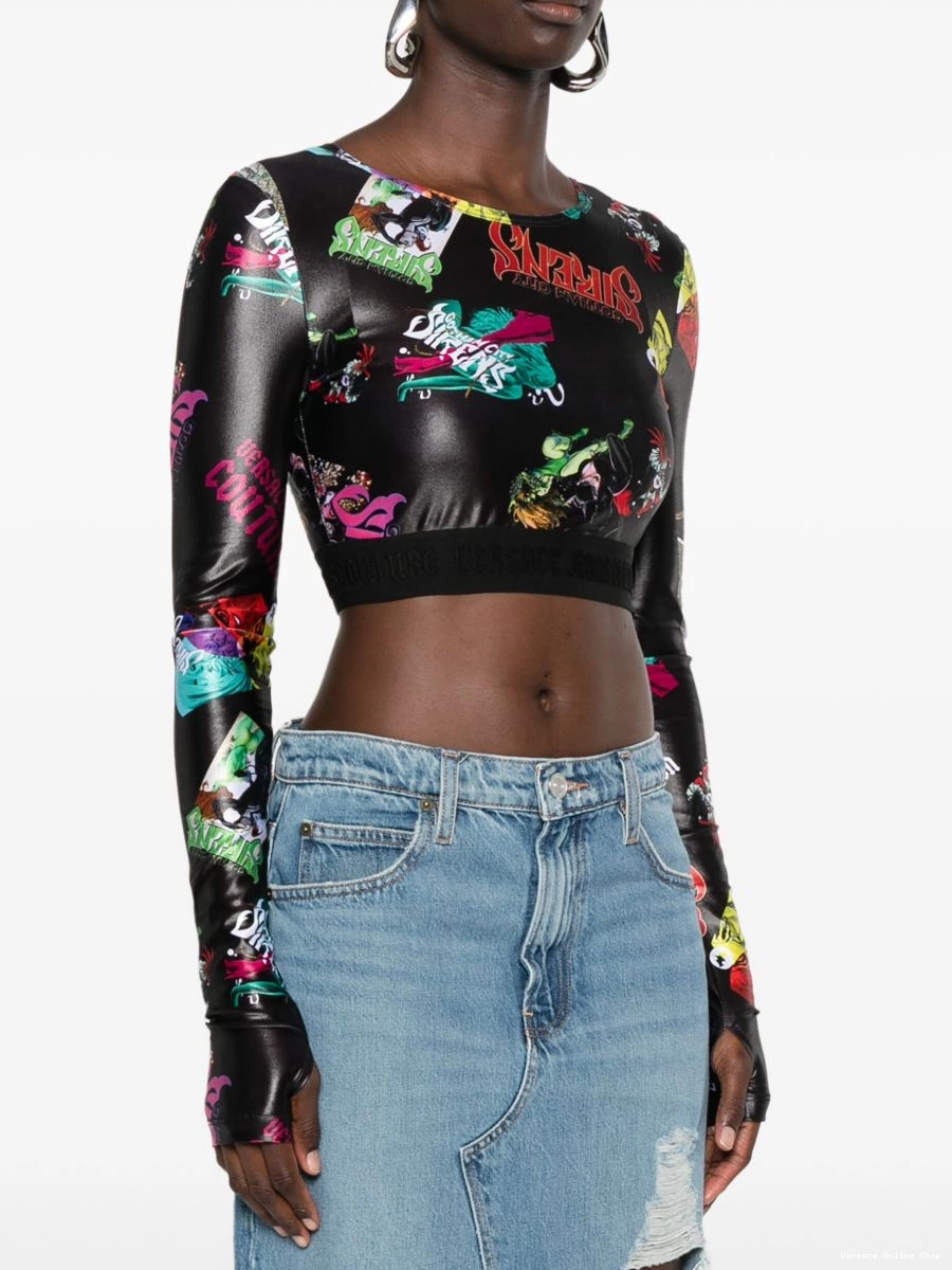 Cheap Versace T-shirt cropped graphic-print Jeans Couture Women 0815